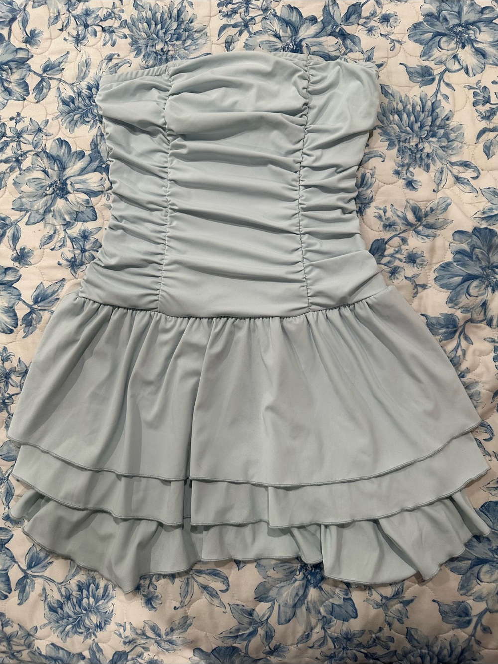 katiekane Strapless Light Sky Blue Mini Dress